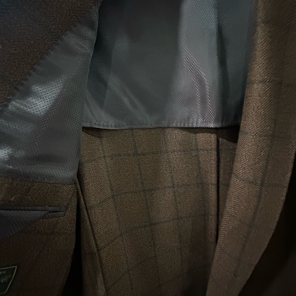 Made in Italy Saks Fifth Avenue Brown Plaid Blazer - Picture 3 of 16
